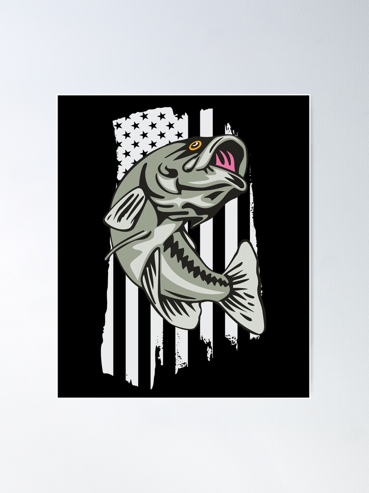 American Flag Bass Fishing Gift | Poster