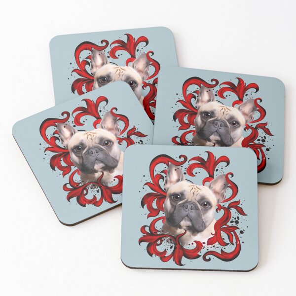 Item preview, French bulldog, red leaves, frenchie lovers gift designed and sold by Collagedream.