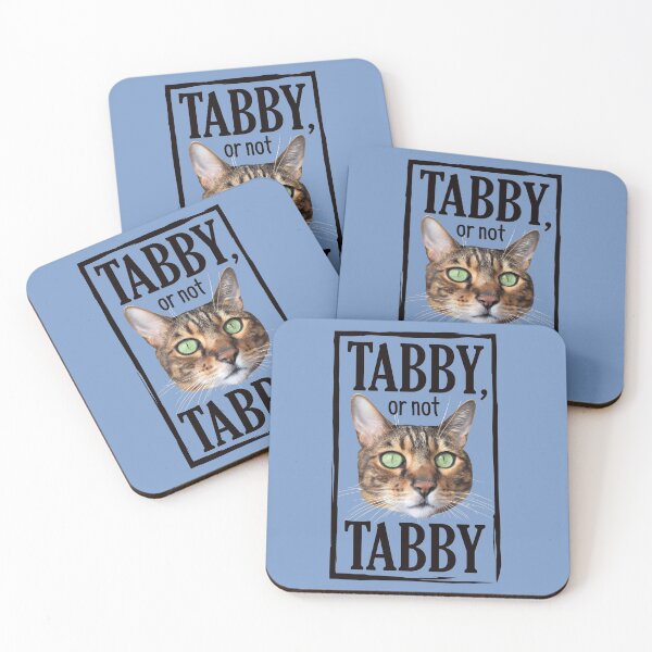 Item preview, Tabby or not Tabby, bengal cat face with green eyes, blue background designed and sold by courbebleue.