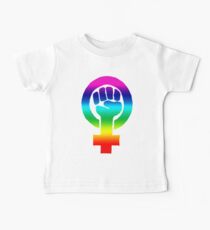 Rainbow Feminist Fist Baby Tee