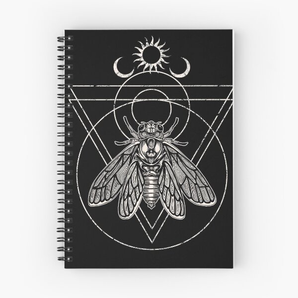 Item preview, Occult Cicada Brood X Sacred Geometry Ink Illustration designed and sold by RedFinchDesigns.