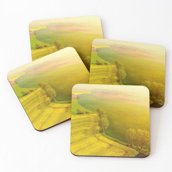 Item preview, Aerial scenic view of yellow canola and green grain fields designed and sold by Lukasz Szczepanski.