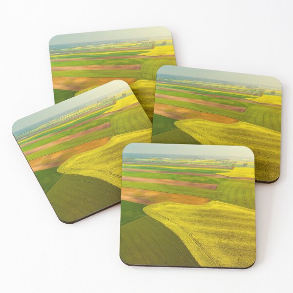 Item preview, Aerial scenic view of yellow canola and green grain fields designed and sold by Lukasz Szczepanski.