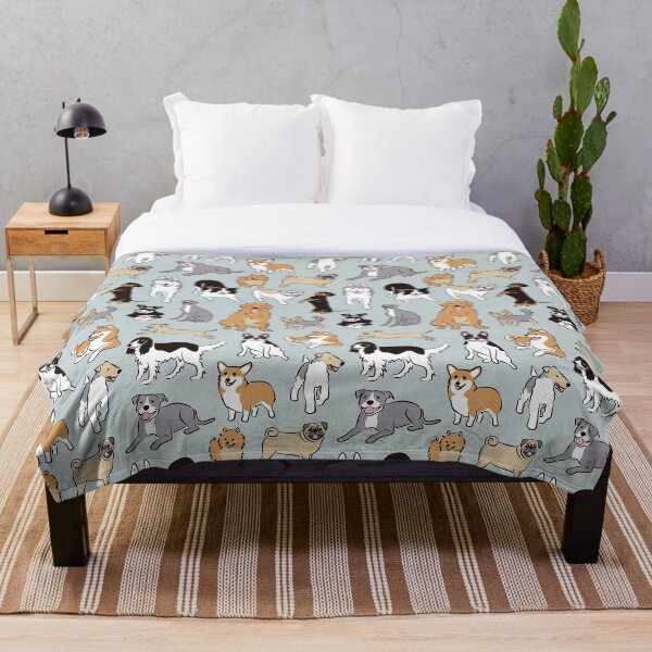 Aperçu de l'œuvre Happy Dogs Bleu Gris créée et vendue par AnaAnaDesign.