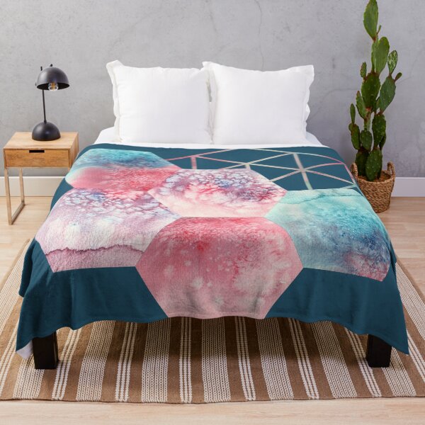 Item preview, Watercolour Geometric Hexagon Honeycomb Shapes. Blue Background designed and sold by BilgePaksoylu.