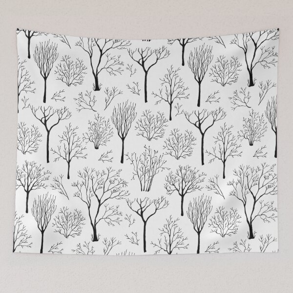 Item preview, Black Ink seamless pattern with bare trees designed and sold by Anna  Druzhkova.