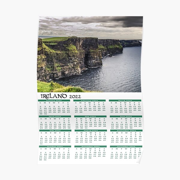Irish Calendar 2022 - Ireland Cliffs of Moher Poster