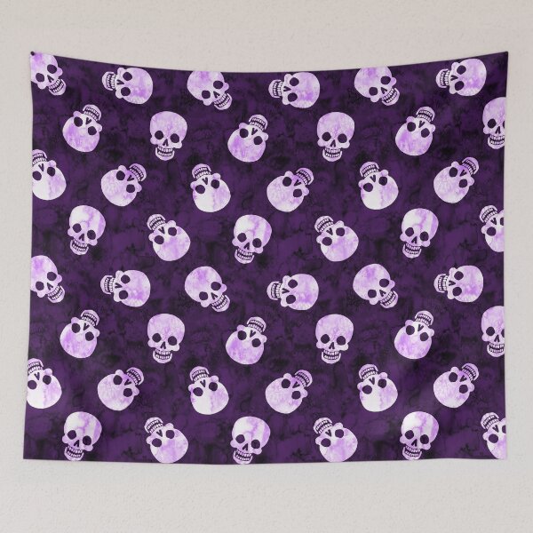 Aperçu de l'œuvre Happy Skull Scatter Purple créée et vendue par Paisley Yazel.