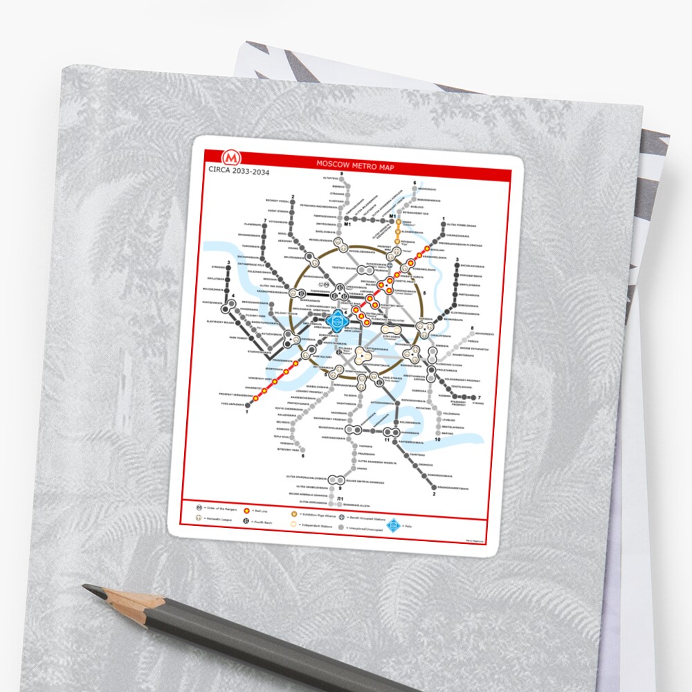 Metro 2033 Moscow Map Stickers By Rooser Redbubble   Stf,small,600x600 C,0,0,1000,1000 