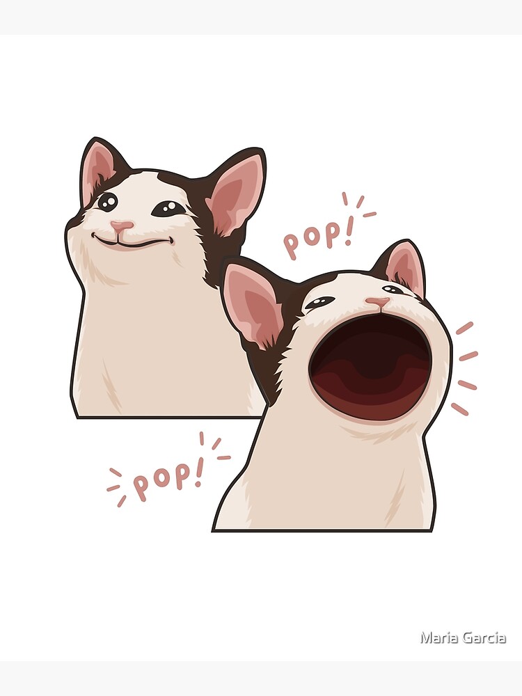 "Funny Pop Cat Meme, Wide Mouth Popping Cat" Photographic Print by