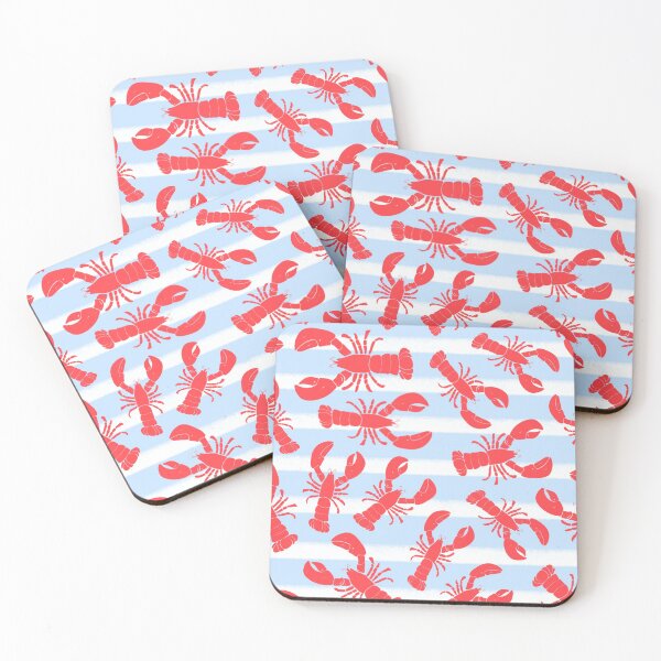 Item preview, Lobsters on light blue stripes  designed and sold by cityette.