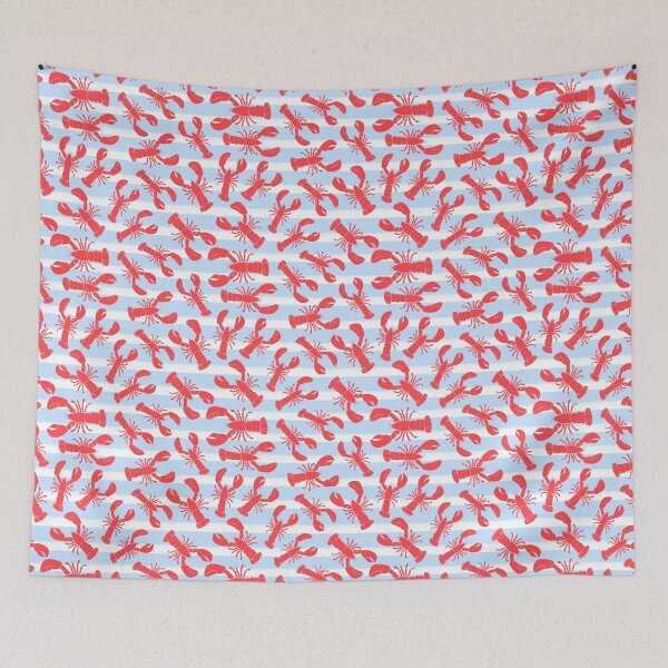 Item preview, Lobsters on light blue stripes  designed and sold by cityette.