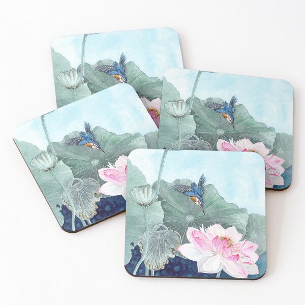 Item preview, Kingfisher and flowers 2 designed and sold by ArtLanaStudio.