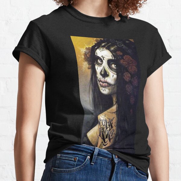 Women's Día de Muertos La Catrina Short Sleeve Graphic T-Shirt - Black XS