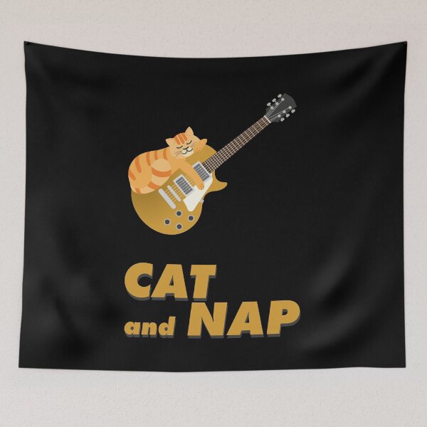 Item preview, Relaxed Cat on Rock Guitar | Tabby | Catnap designed and sold by Fluffy-Vectors.