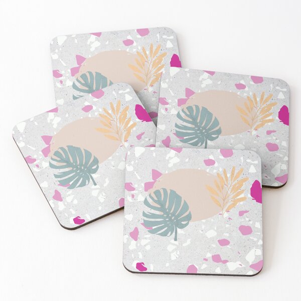 Item preview, Pastel Palm and Olive Leaves on Terrazzo Background designed and sold by GasconyPassion.
