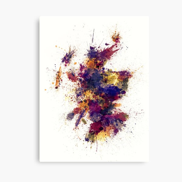 Scotland Paint Splashes Map Canvas Print