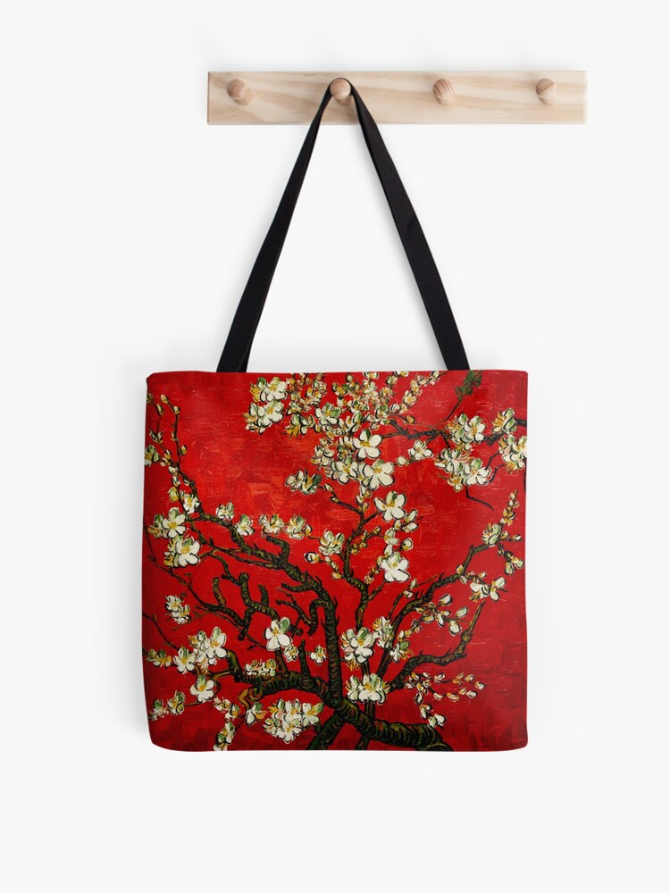 Red Japanese Cherry Blossom Tote Bag