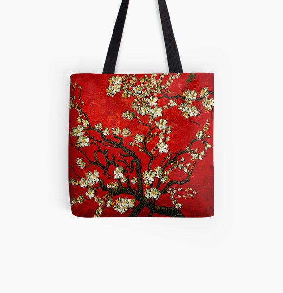 Red Japanese Cherry Blossom Tote Bag