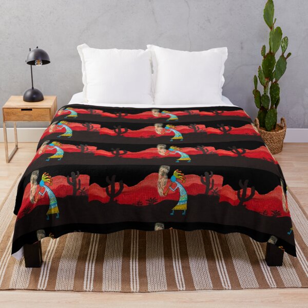 Kokopelli Playing The Southwest Throw Blanket