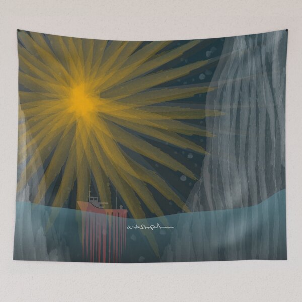 Item preview, Abstract seafaring - boats with sun and mountains designed and sold by uskARpT.