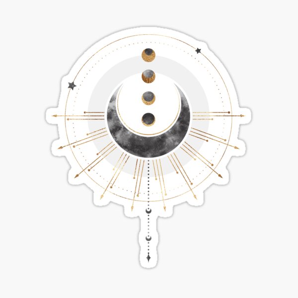Moon Planets Gold Boho Chic Sticker