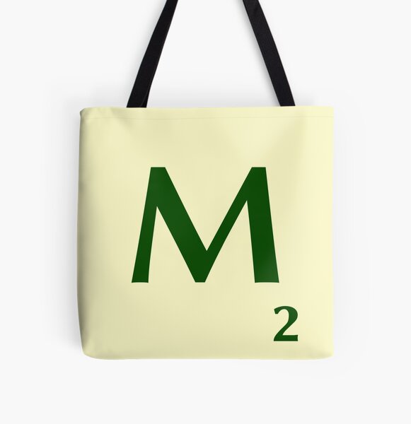 Fitxa de Scrabble de la M de 2 punts Bolsa estampada de tela