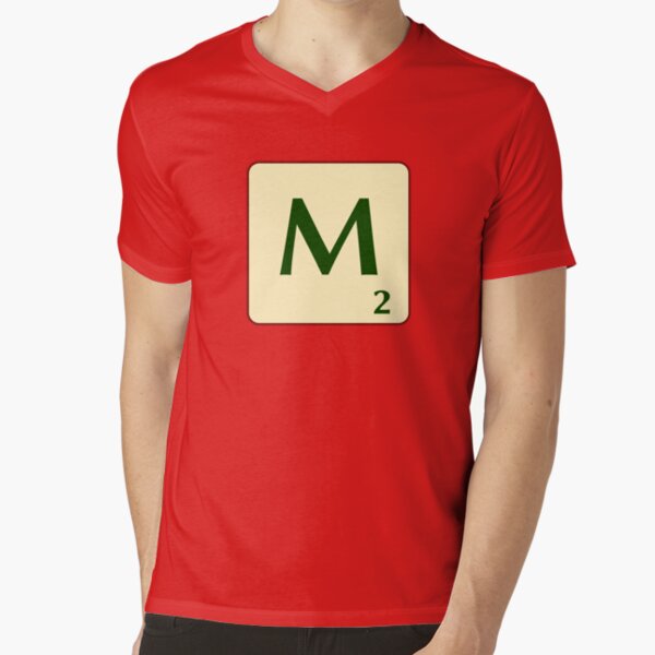 Fitxa de Scrabble de la M de 2 punts Camiseta de cuello en V