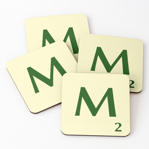 Fitxa de Scrabble de la M de 2 punts Posavasos (lote de 4)