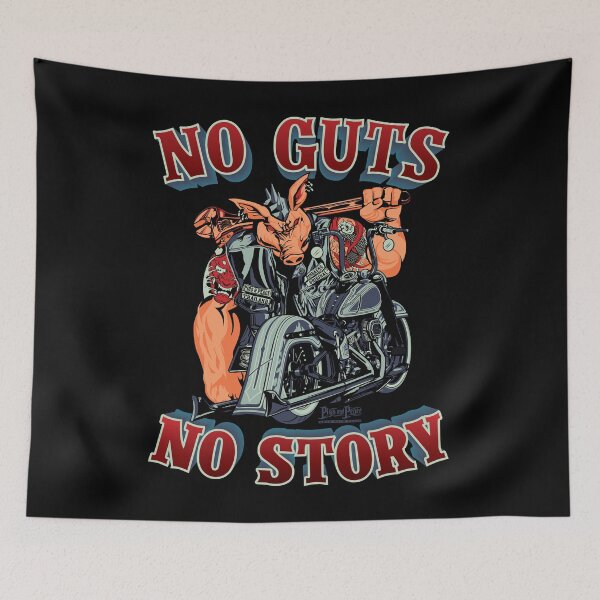 Item preview, No guts no story,glory new story,biker pig navy blue and dark red color illustration designed and sold by Lekrock.