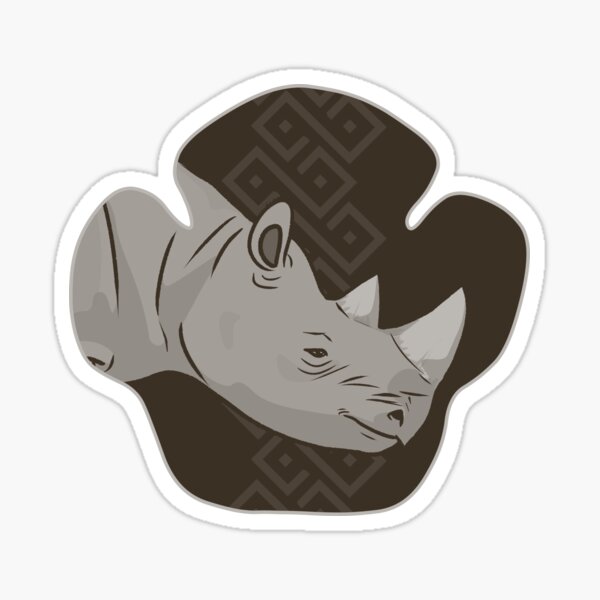 Rhino Footprint Portrait - Black Rhino Sticker