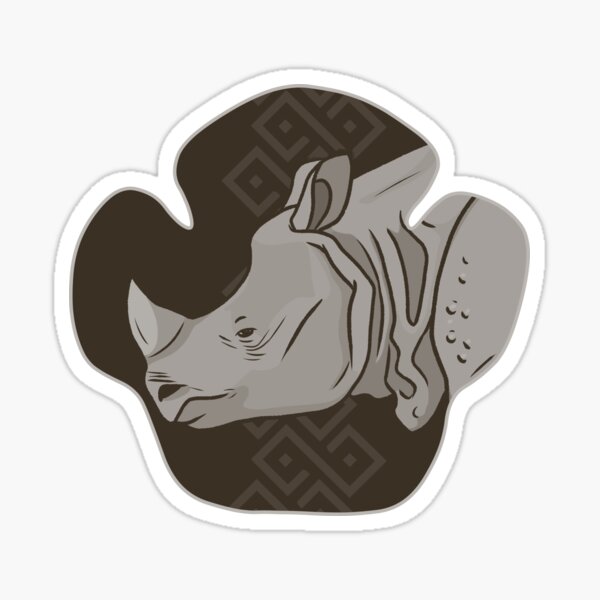 Rhino Footprint Portrait - Greater One-horned Rhino Sticker