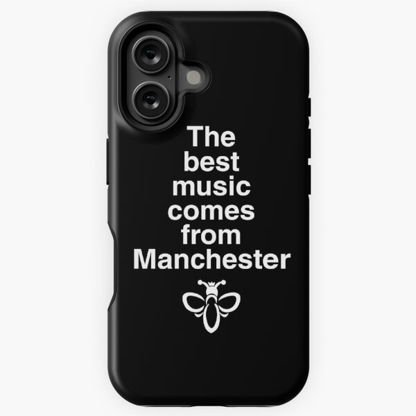 Aperçu de l'œuvre La meilleure musique vient de Manchester - Typographie blanche créée et vendue par BrambleBox.