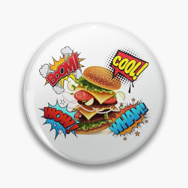 Item preview, Burger Hamburger Cheeseburger Fast Food Pop Art designed and sold by BullDesignsShop.