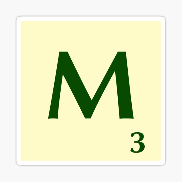 Ficha de Scrabble de la M de 3 puntos Pegatina
