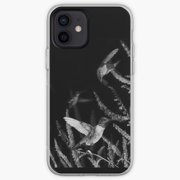 Hummingbird Black and White Art iPhone Soft Case