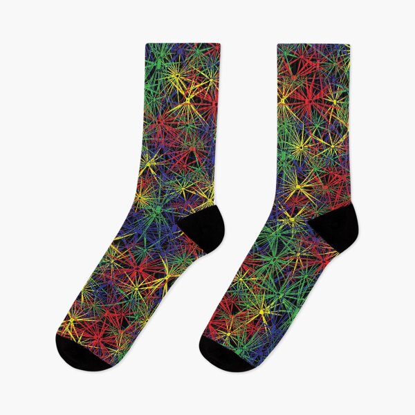 Item preview, Geometric, Pattern, Shapes, Lines, Modern,  Abstract, Art, Meshwork - Rainbow on Black designed and sold by LucidLounger.
