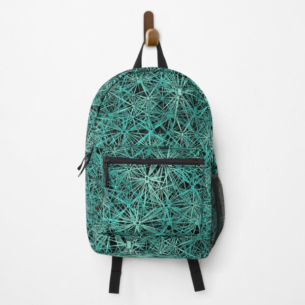 Item preview, Geometric, Pattern, Shapes, Lines, Modern, Abstract, Art, Meshwork - Teal on Black designed and sold by LucidLounger.