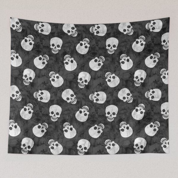 Aperçu de l'œuvre Happy Skull Scatter Grey créée et vendue par Paisley Yazel.