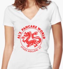 Al's Pancake World Women's Fitted V-Neck T-Shirt