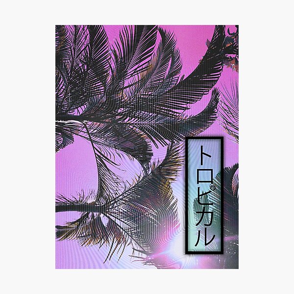 Dark Vaporwave Tropical Palm Trees Photographic Print