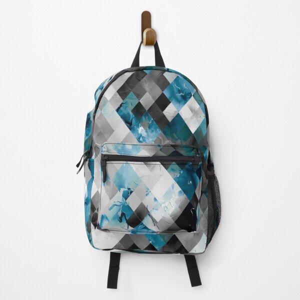 Item preview, geometric pixel square pattern abstract background in blue black designed and sold by Mrvell.