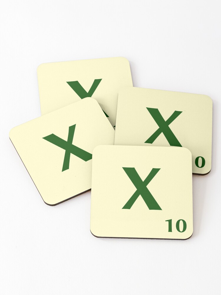 Imagen 1 de 5, Posavasos (lote de 4) con la obra Fitxa de Scrabble de la X de 10 punts, diseñada y vendida por fgrdisseny.
