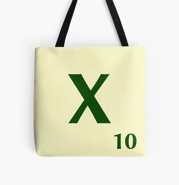 Fitxa de Scrabble de la X de 10 punts Bolsa estampada de tela