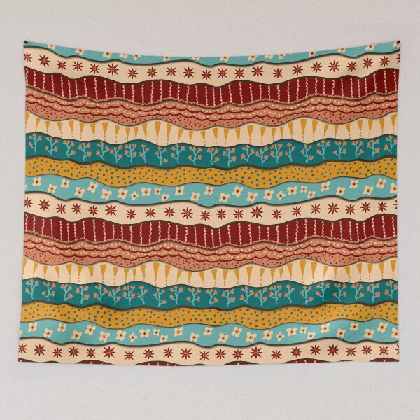 Item preview, Wavy folk art stripes  designed and sold by sueshorman.