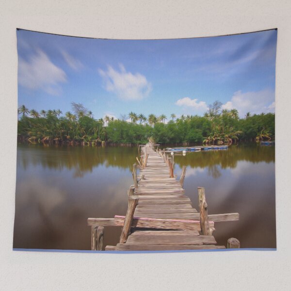 Item preview, Wooden Bridge Sea Water Green Trees  designed and sold by DanielCarvalho2.