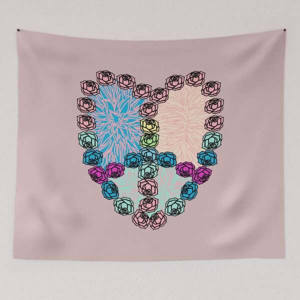 Item preview, Hippie loveheart, heart with roses peace sign. designed and sold by Bodino.