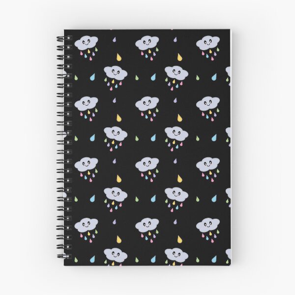 Item preview, Kawaii Cute Raining Rainbow Clouds Pattern in Black designed and sold by Kelly Leung.