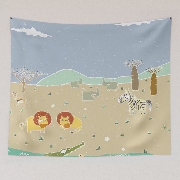 Item preview, Savannah funny animals naive art designed and sold by ilyasovkamil.