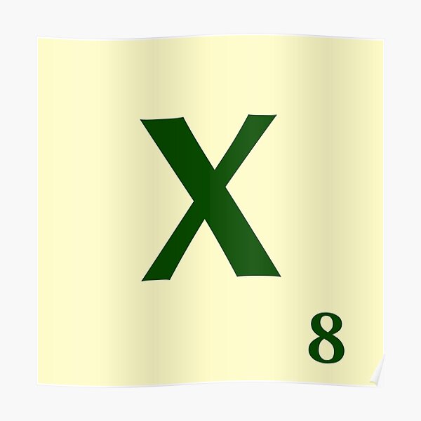 Ficha de Scrabble de la X de 8 puntos Póster